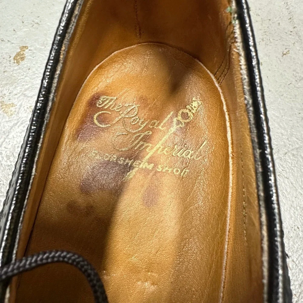 Florsheim Imperial Wingtip Brogue Oxford Shoes Black Leather Mens Size 8.5‎